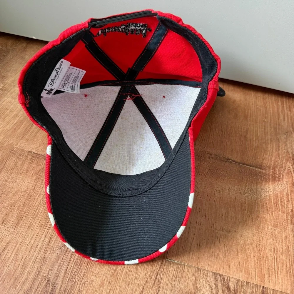 Disney Parks Minnie Mouse Hat Kids Youth Red Polka Dot Ears Bow Snapback Cap